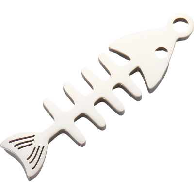 Surgical steel fish skeleton pendant