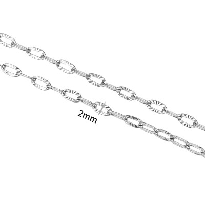 Oválný řetízek s diamantovým brusem chirurgická ocel 304