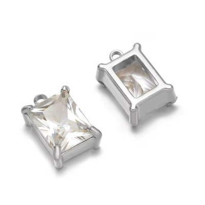 Pendant rectangle with colored stone, surgical steel