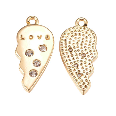 Angel wing pendant with surgical steel rhinestones two color variants