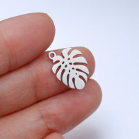Surgical steel leaf pendant