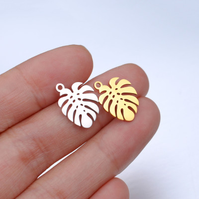 Surgical steel leaf pendant