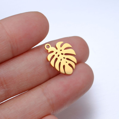 Surgical steel leaf pendant