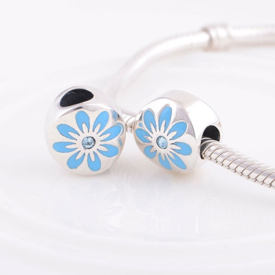 Bead AG 925 with blue email flower