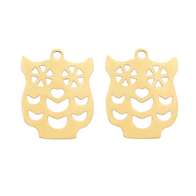 Pendant owl surgical steel two colour variants