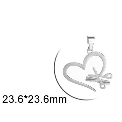 Přívěsek srdíčko s nůžkami a hřebenem chirurgická ocel