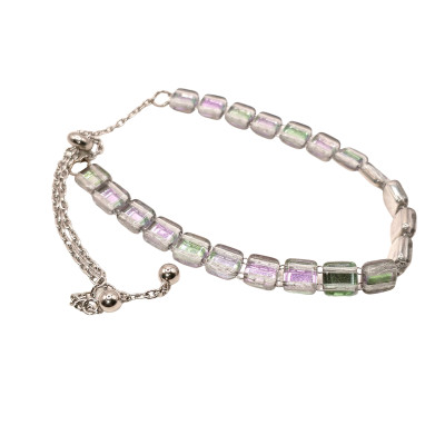 Náramek se skleněnými korálky nerezová ocel