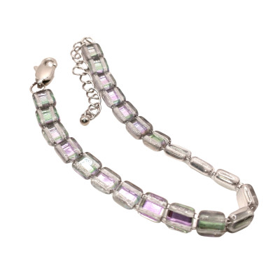 Náramek se skleněnými korálky nerezová ocel