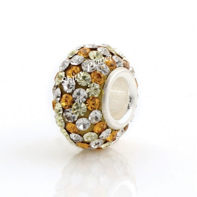 Bead with large drawstring and chatons Crystal, Topaz, AG 925