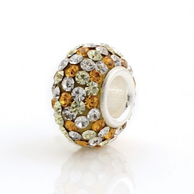 Bead with large drawstring and chatons Crystal, Topaz, AG 925