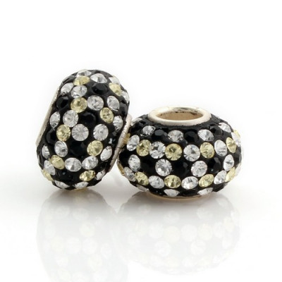 Large bead with jet and crystal chatons, AG 925