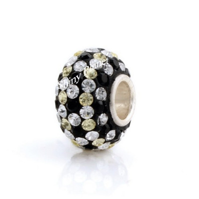 Large bead with jet and crystal chatons, AG 925