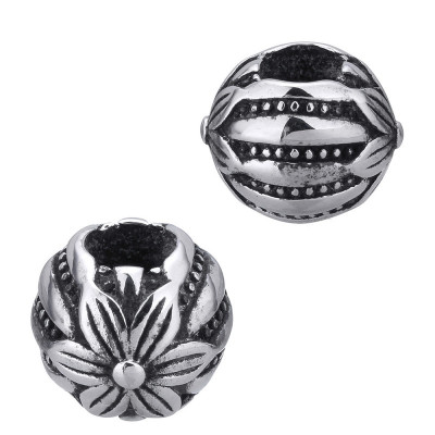 Bead with flower of surgical steel