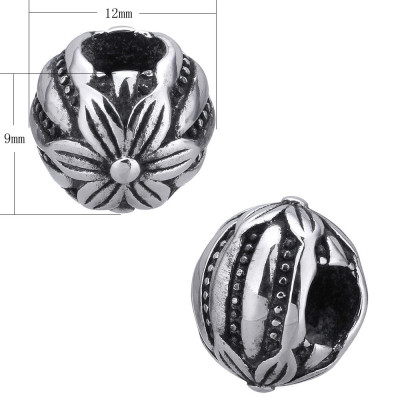 Bead with flower of surgical steel