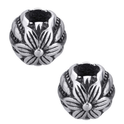Bead with flower of surgical steel