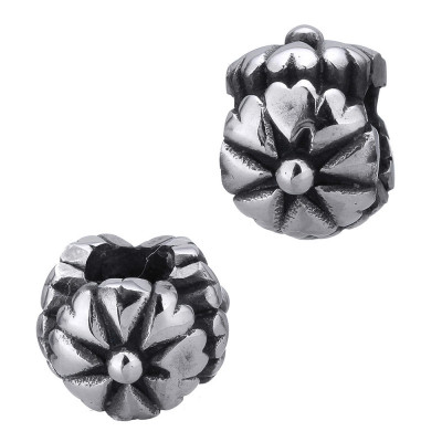 Surgical steel flower bead