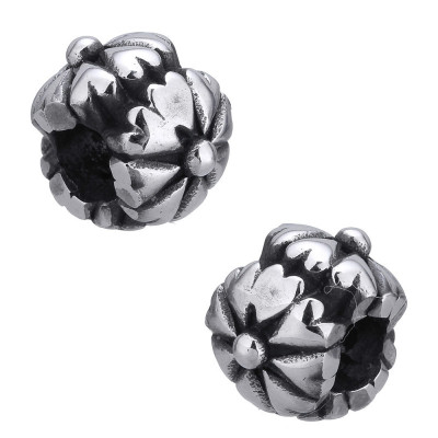 Surgical steel flower bead