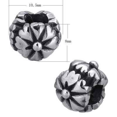 Surgical steel flower bead