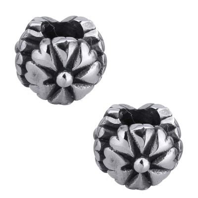 Surgical steel flower bead