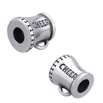 Bead with a mug with the inscription CHEER made of surgical steel