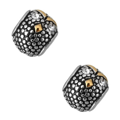 Bead with chatons in the shape of an owl in two color combinations made of surgical steel