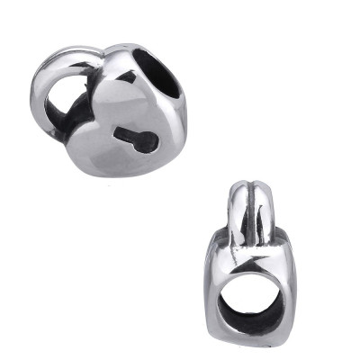 Surgical steel lock-shaped bead with a large pull-through
