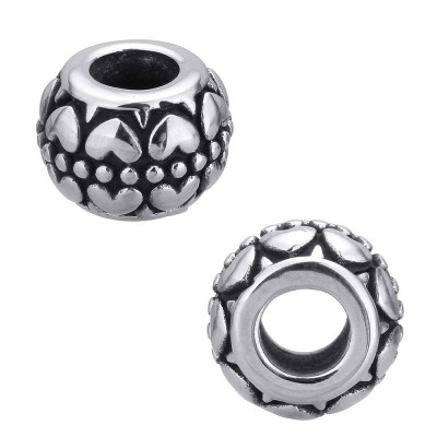 Surgical steel bead with hearts