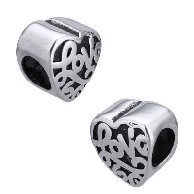 Bead with the inscription Love written by ornamental steel