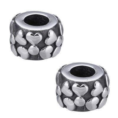 Surgical steel bead with hearts
