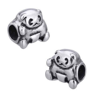Surgical steel panda teddy bear bead