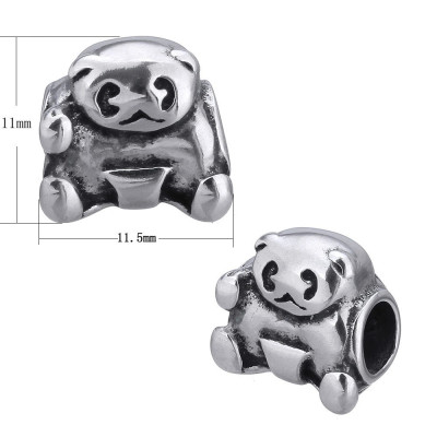 Surgical steel panda teddy bear bead