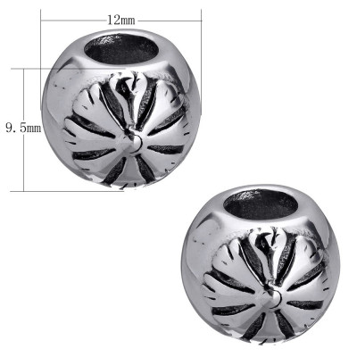 Bead with flower in two colors of surgical steel