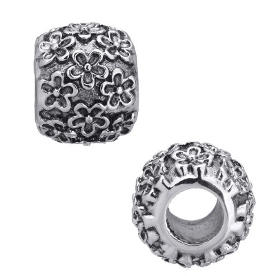 Bead with flowers in two colors