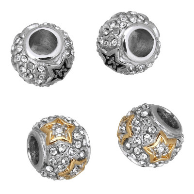 Bead with chatons and colored surgical steel star