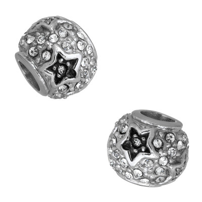 Bead with chatons and colored surgical steel star