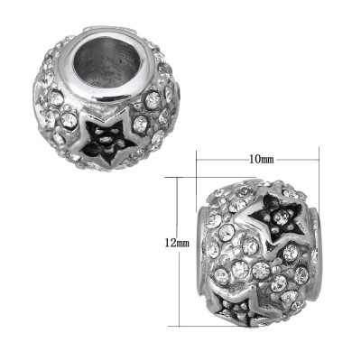 Bead with chatons and colored surgical steel star