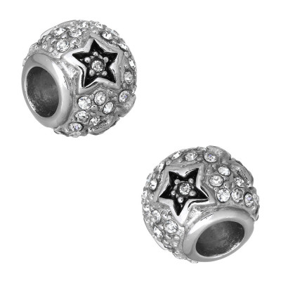 Bead with chatons and colored surgical steel star