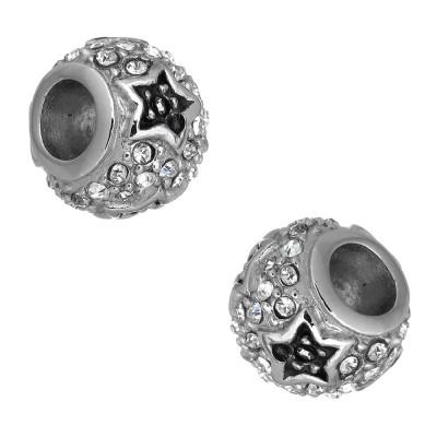 Bead with chatons and colored surgical steel star