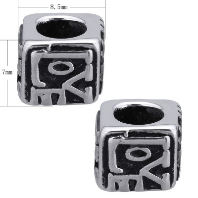 Bead cube with inscription Love made of surgical steel