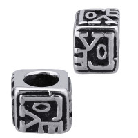  Bead cube with inscription Love made of surgical steel 