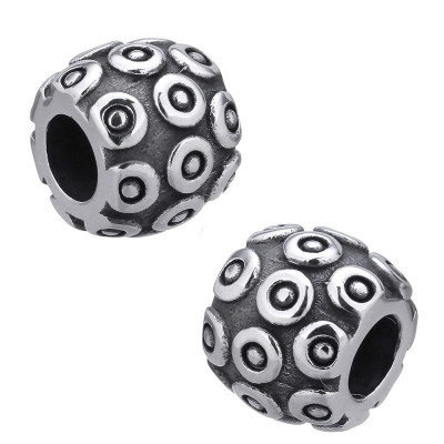 Bead with decorative rings of surgical steel