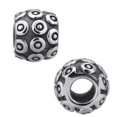 Bead with decorative rings of surgical steel