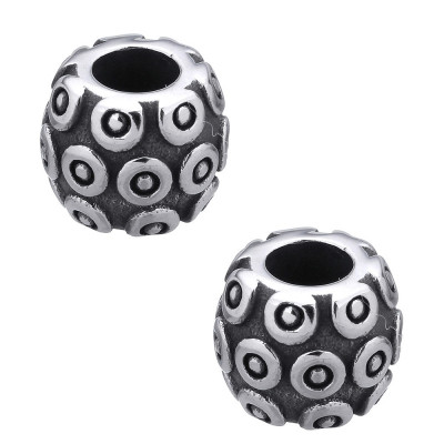 Bead with decorative rings of surgical steel