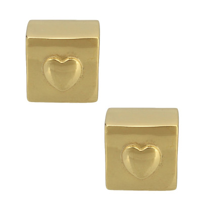 Bead cube with depicted hearts in two colors