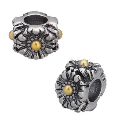 Bead flower in three colors of surgical steel