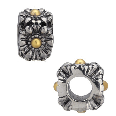 Bead flower in three colors of surgical steel