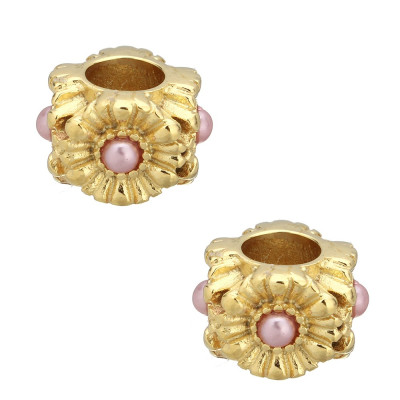 Bead flower in three colors of surgical steel