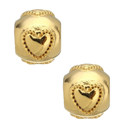 Bead with raised hearts in two color variants of surgical steel
