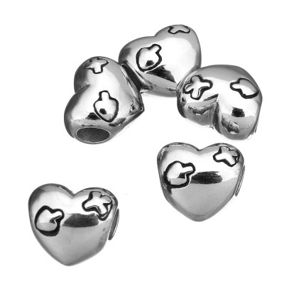 Bead patched heart of surgical steel