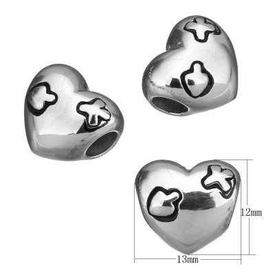 Bead patched heart of surgical steel
